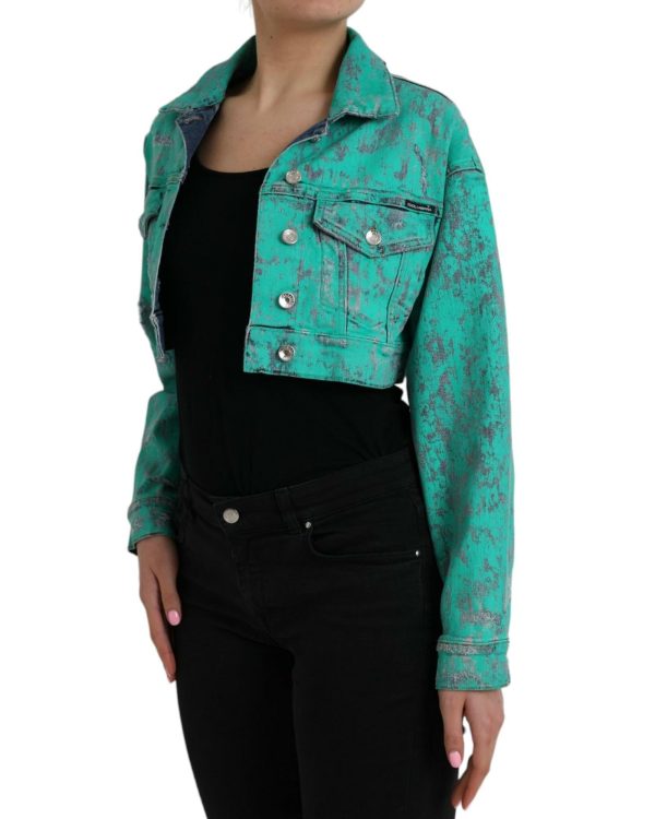 Dolce & Gabbana  Women s Teal Cropped Denim Jacket Online