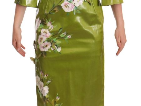 Dolce & Gabbana Floral Elegance Midi Sheath Women s Dress Fashion