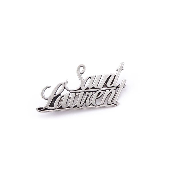 Saint Laurent Aged Brass Logo Brooch Fashion