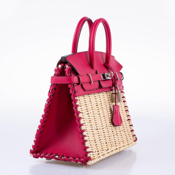 Hermes Picnic Birkin 25 Osier Wicker & Framboise Swift with Palladium Hardware - 2021, Z Online