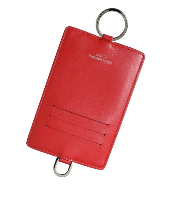 Dolce & Gabbana  Red Leather Card Holder with Chain For Sale