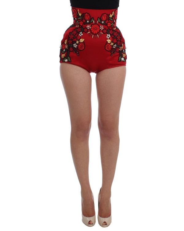 Dolce & Gabbana Embroidered Crystal High Waist Shorts Sale