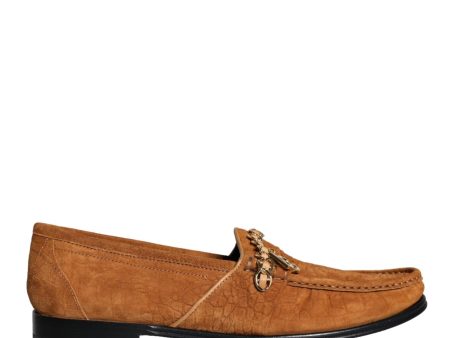 Dolce & Gabbana  Brown Suede Loafers with Chain Detail on Sale