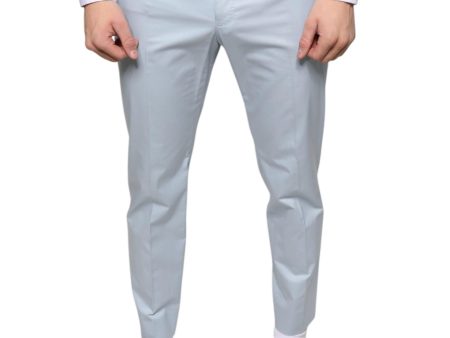 Dolce & Gabbana Skinny Cotton Blend Dress Pants with Logo Details For Cheap