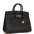 Hermes Birkin Sellier 25 Black Epsom Gold Hardware For Discount