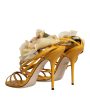 Dolce & Gabbana Floral Applique Stiletto Heel Leather Sandals with Adjustable Straps Cheap