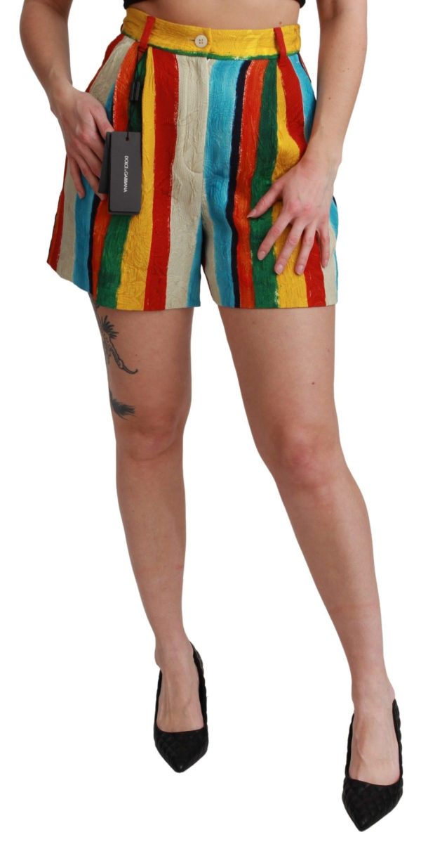 Dolce & Gabbana  Silk Striped Shorts Online Hot Sale