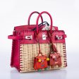 Hermes Picnic Birkin 25 Osier Wicker & Framboise Swift with Palladium Hardware - 2021, Z Online