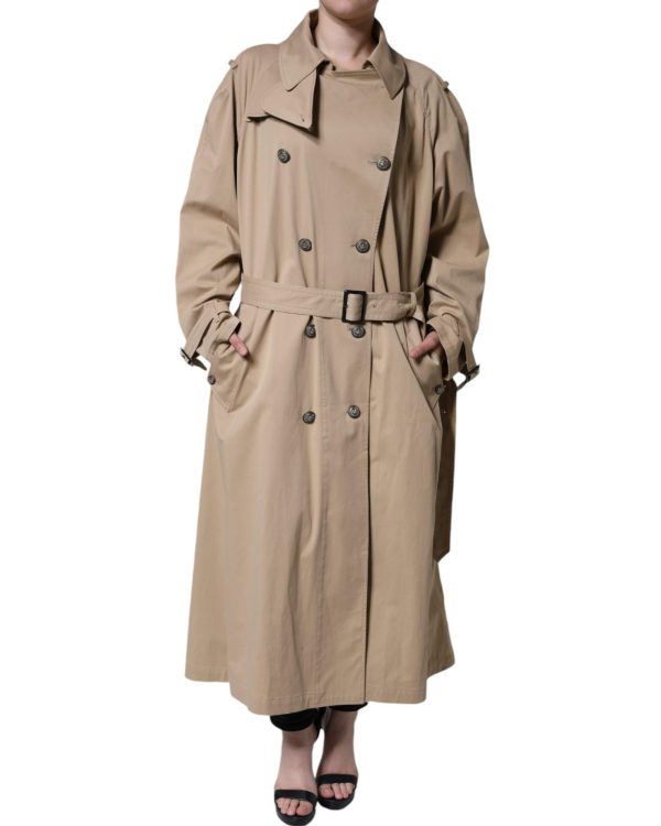 Dolce & Gabbana Double Breasted Trench Coat Jacket with Logo Details Online Sale