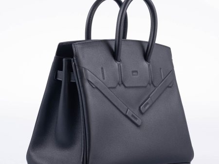 Hermes Shadow Birkin 25 Black Swift Leather Palladium Hardware For Discount