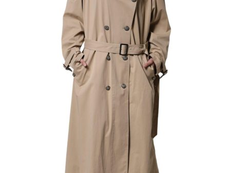 Dolce & Gabbana Double Breasted Trench Coat Jacket with Logo Details Online Sale