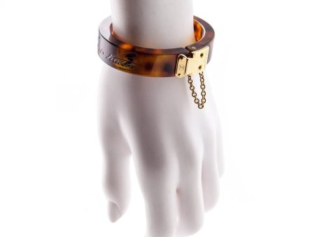 Louis Vuitton Tortoise Resin & Gold Vintage Lock Me Bracelet Discount