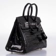 Hermes Birkin 25 Shiny Black Niloticus Crocodile with Palladium Hardware - 2019, D Supply