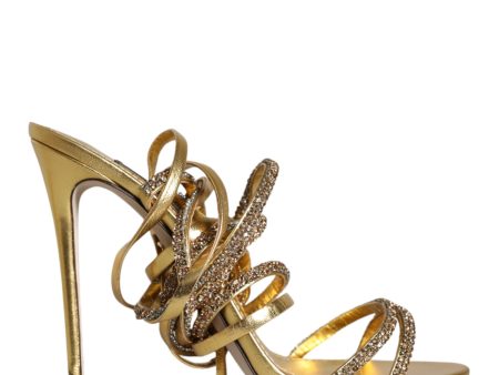 Dolce & Gabbana Gold Crystals Keira Heels Sandals Women s Shoes (Arinah bags) Hot on Sale