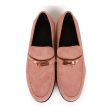 Hermes Destin Loafer Rose Aube Suede Rose Gold Hardware 38 For Sale