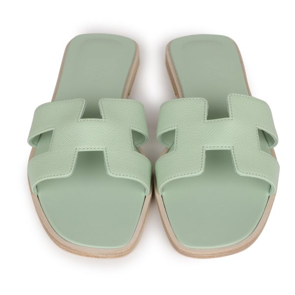 Hermes Oran Sandals Vert Jade Epsom 38 EU Cheap