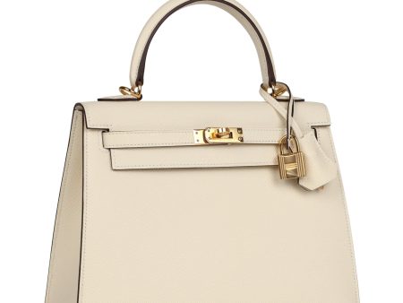 Hermes Kelly Sellier 25 Nata Epsom Gold Hardware For Discount