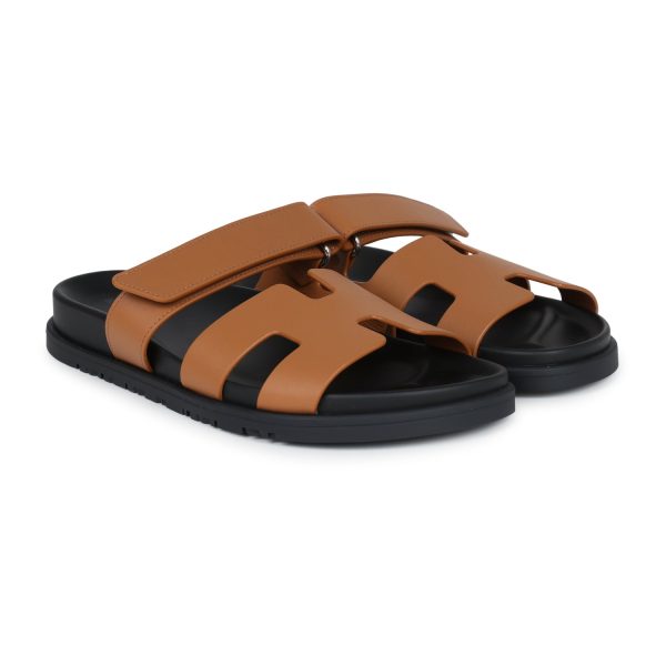 Hermes Chypre Techno Sandals Naturel Calfskin Palladium Hardware 38 EU Sale