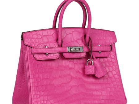 Hermes Birkin 25 Rose Shocking Matte Alligator Palladium Hardware Supply