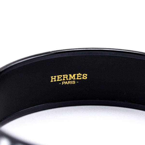 Hermes Black & Yellow Enamel Wide Astrologie Nouvelle Bangle Size L Cheap