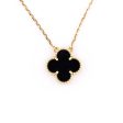 Van Cleef & Arpels Onyx & 18K Gold Vintage Alhambra Pendant Necklace For Discount