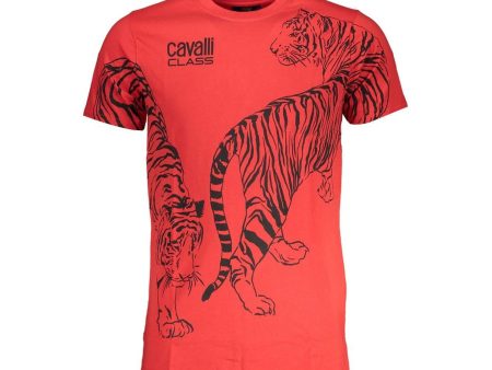 Cavalli Class  Men s Tiger T-Shirt - Red Hot on Sale