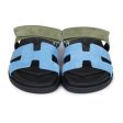 Hermes Chypre Techno Sandal Bleu Cameo Vert Suede Palladium Hardware 37.5 EU Online