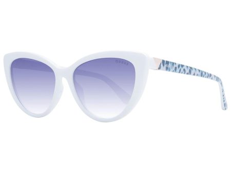 Guess  GU7681 CatEye Sunglasses for Women - White Frame with Blue Leopard Print Temples Online