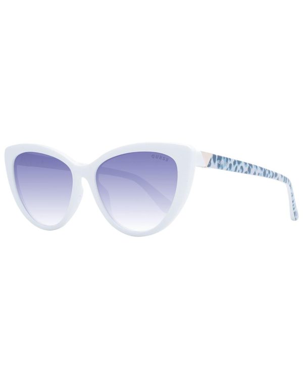 Guess  GU7681 CatEye Sunglasses for Women - White Frame with Blue Leopard Print Temples Online