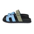 Hermes Chypre Techno Sandal Bleu Cameo Vert Suede Palladium Hardware 37.5 EU Online