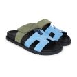 Hermes Chypre Techno Sandal Bleu Cameo Vert Suede Palladium Hardware 37.5 EU Online