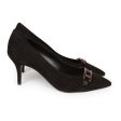 Hermes Blush Pump Black Suede Rose Gold Hardware 38 Sale