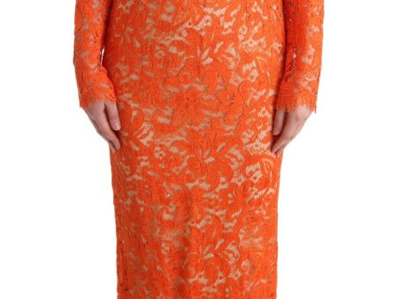 Dolce & Gabbana Elegant Long-Sleeve Full-Length Orange Sheath Women s Dress Sale