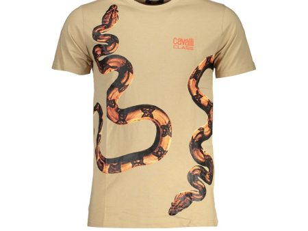 Cavalli Class  Men s Snake Print T-Shirt Beige Sale