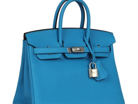 Hermes Birkin 25 Bleu Zanzibar Togo Palladium Hardware Online now