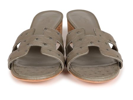 Hermes Oasis Sandals Gris Clair Ostrich 41 EU Cheap