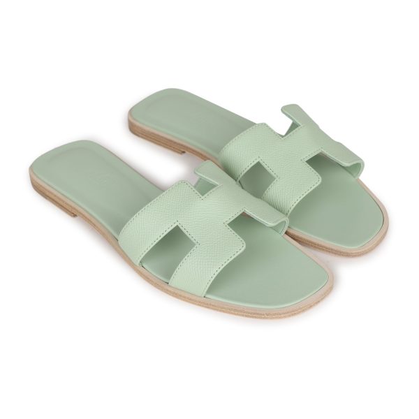 Hermes Oran Sandals Vert Jade Epsom 38 EU Cheap