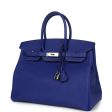 Pre-owned Hermes Birkin 35 Bleu Electric Epsom Palladium Hardware Fashion