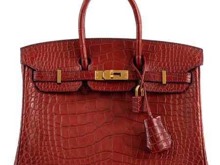 Hermes Birkin 25 Rouge H Verso Orange Alligator Gold Hardware on Sale