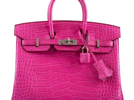 Hermes Birkin 25 Rose Shocking Matte Alligator Palladium Hardware- 2020,Y Sale