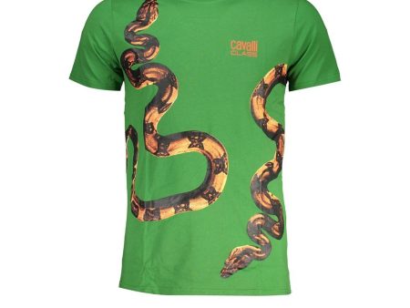 Cavalli Class  Men s Snake Print T-Shirt - Green Hot on Sale