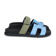 Hermes Chypre Techno Sandal Bleu Cameo Vert Suede Palladium Hardware 37.5 EU Online