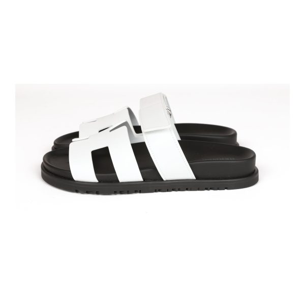 Hermes Chypre Sandals White Calfskin Palladium Hardware 35.5 EU Cheap