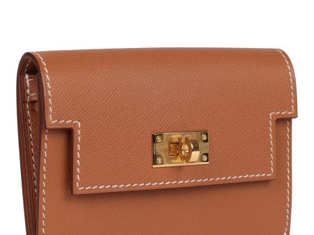 Hermes Kelly Pocket Slim Wallet Gold Epsom Gold Hardware Online