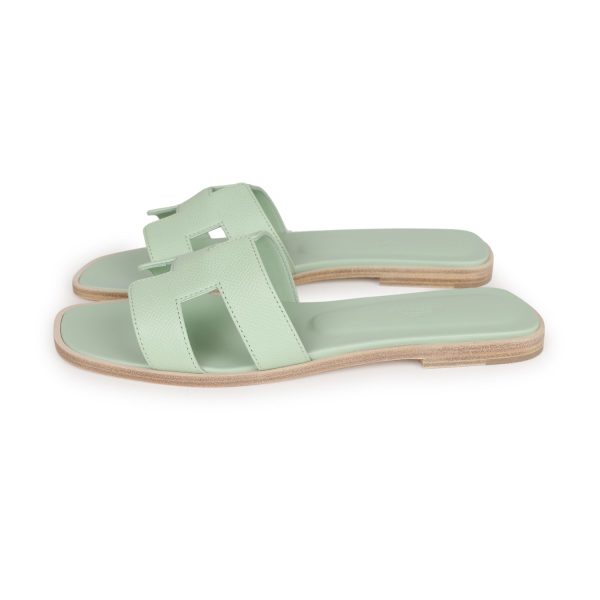 Hermes Oran Sandals Vert Jade Epsom 38 EU Cheap