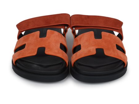 Hermes Chypre Techno Sandal  Rose Bois De Santal and Rouge De Turin Suede Palladium Hardware 37 EU Online Sale