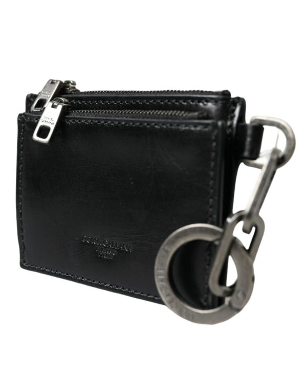 Dolce & Gabbana Black Leather Zip Logo Keyring Coin Purse Keyring Men s Wallet on Sale