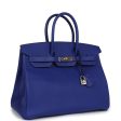 Pre-owned Hermes Birkin 35 Bleu Electric Epsom Palladium Hardware Fashion