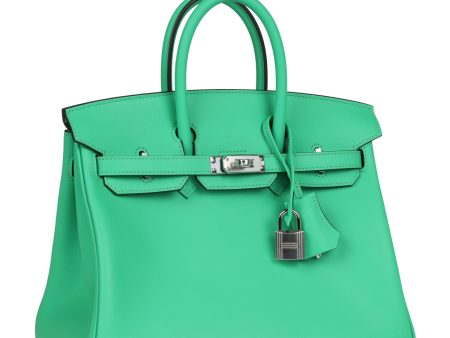 Hermes Birkin 25 Vert Comics Swift Palladium Hardware on Sale