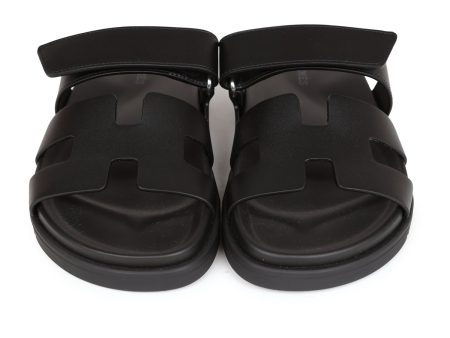 Hermes Chypre Techno Sandals Black Calfskin Palladium Hardware 35.5 EU Cheap